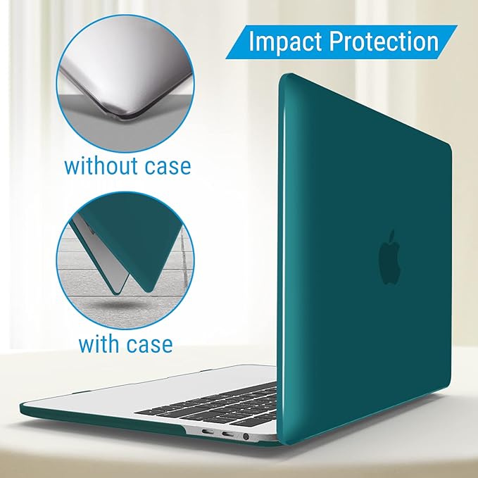 IBENZER Compatible with MacBook Pro 15 Inch Case 2019 2018 2017 2016 A1990 A1707, Hard Shell Case with Keyboard Cover & Type C Adapter for Mac Pro 15 Touch Bar, Quetzal Green, T15-QUGN+1TC