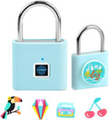 UMIKSMART Fingerprint Padlock with Silicone Protective Cover & Charm, Smart Keyless Padlock for School Locker, Gym Locker, Backpack and Travel Bag, Gift for Kids, Teens and Friends, Fun Blue Set