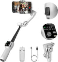 AOCHUAN Cellphone Gimbal for Video Recording w/AI Tracking,3 -axis Vlogging Gimbal stabilizer for iPhone w/OLED Display, Smartphone Holder w/7.8' Extension Rod, Trigger Button Smart V8(White)