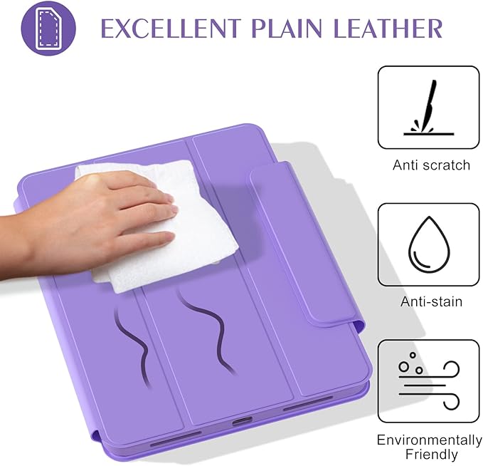 ZENLU iPad Pro 11" M4 M5 Case with Removable Magnetic Folio Cover, Premium PU Leather, Multiple Angles Stand, Pencil Slot Charging Support, Full Protective Case for iPad Pro 11" 2025 2024 (Purple)