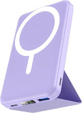 podoru for Magsafe Battery Pack, Foldable 10000mAh Magnetic Power Bank with USB-C Cable LED Display 22.5W PD Fast Charging Wireless Portable Charger for iPhone 17/16/15/14/13/12 Series-Light Purple
