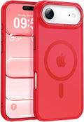 Newfuture Magnetic for iPhone Air Case [Compatible with Magsafe] [Military Grade Drop Protection] Translucent Matte Anti-Scratch Shockproof Protective Phone Cover 6.5 Inch, Red