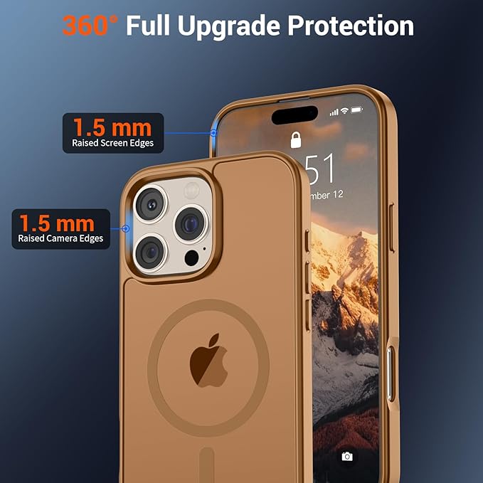 SUPFINE Magnetic for iPhone 16 Pro Case (Compatible with MagSafe) (Military Grade Drop Protection) Slim Translucent Matte Shockproof with Anti-Fingerprint Phone Case,Brown