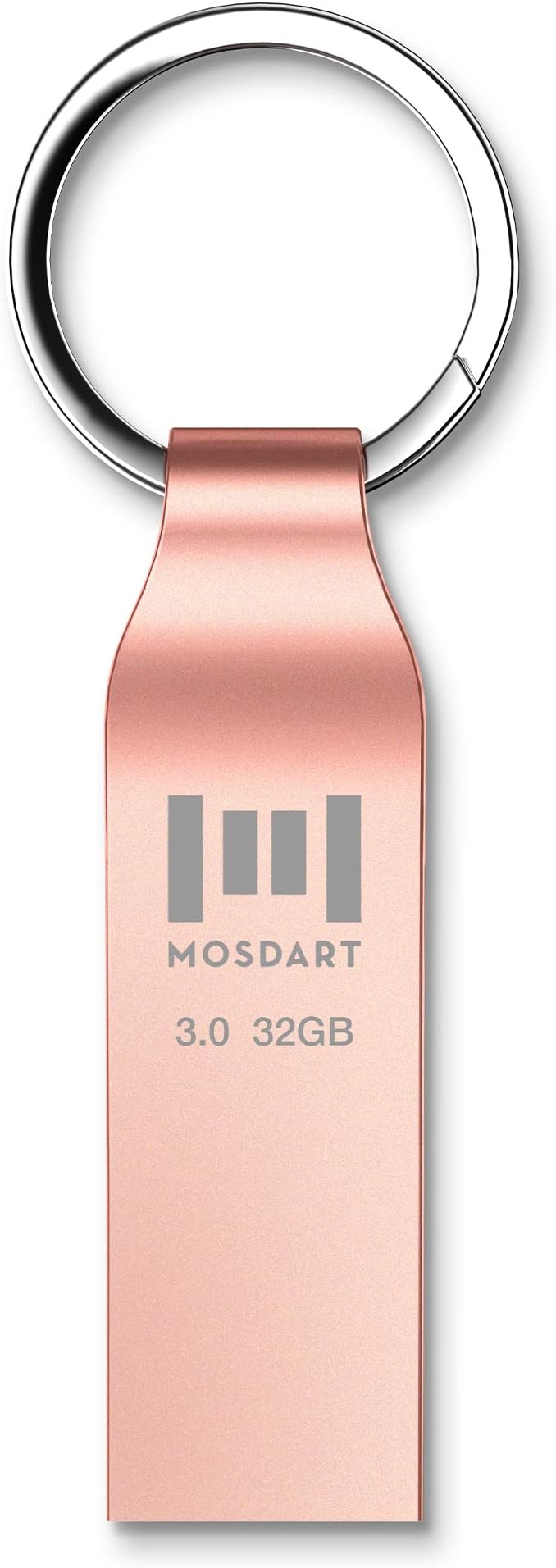 MOSDART 32GB Waterproof USB3.0 Flash Drive, Speed Up to 90MB/S, FAT32 Metal Memory Stick with Keychain, for System Back, Data Storage, Rose Gold