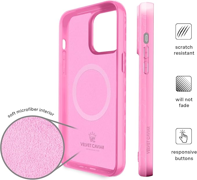 VELVET CAVIAR Case for iPhone 15 | Compatible with MagSafe | 10ft Drop Tested | Protective Designer Cases | Hot Pink Leopard