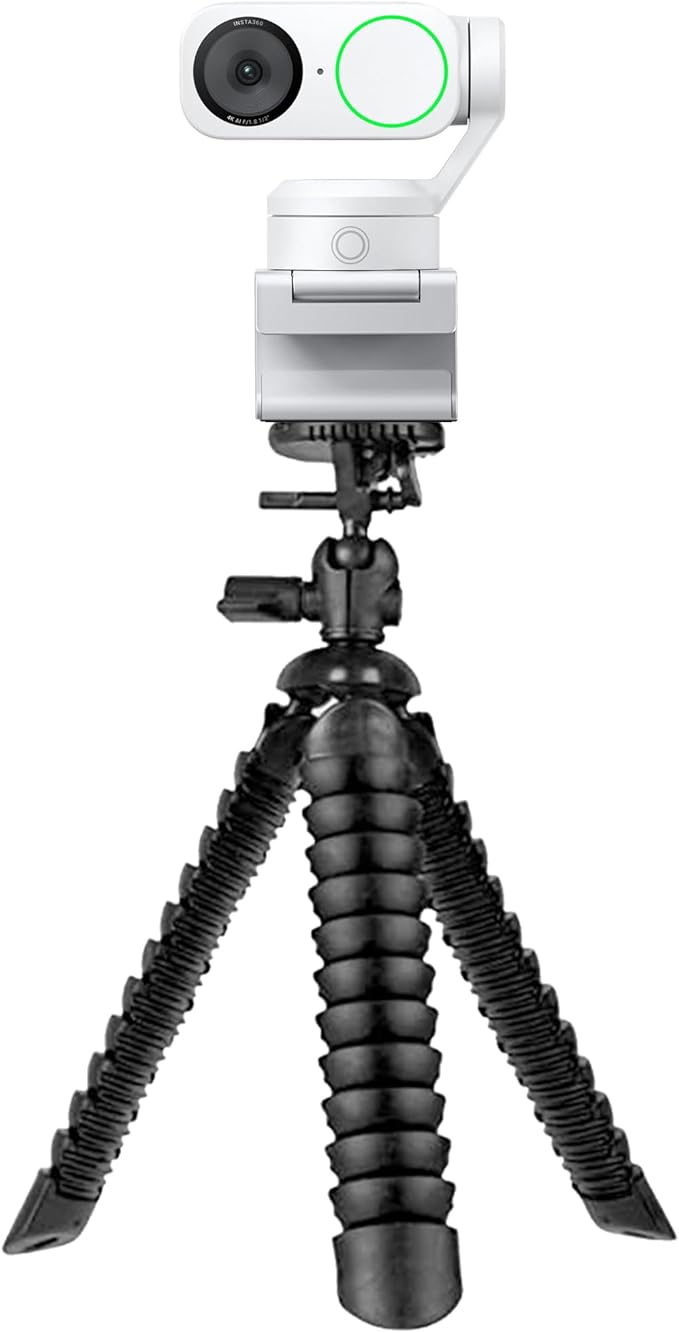 Insta360 Link 2 - PTZ 4K Webcam (White) for PC/Mac, 1/2" Sensor, AI Tracking, HDR, AI Noise-Canceling Mic, Gesture Control for Streaming, Video Calls, Gaming Bundle with Flexible Tripod & Lens Cloth