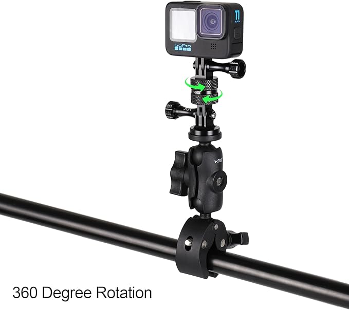 HSU Aluminum 360 Degree Rotation Camera Mount, Vertical Metal Swivel Tripod Adapter Compatible with GoPro Hero 13/12/11/10/9/8/7/6/5 Session AKASO Campark DJI and Other Action Cameras