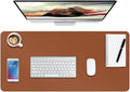 Boutilon Leather Desk Pad Protector,Non-Slip Mouse Pad,Laptop Desk Pad,Office Mouse Mat,Waterproof Leather Desk Blotter,Desk Writing Pad for Office and Home (L-Brown,35"x 17")