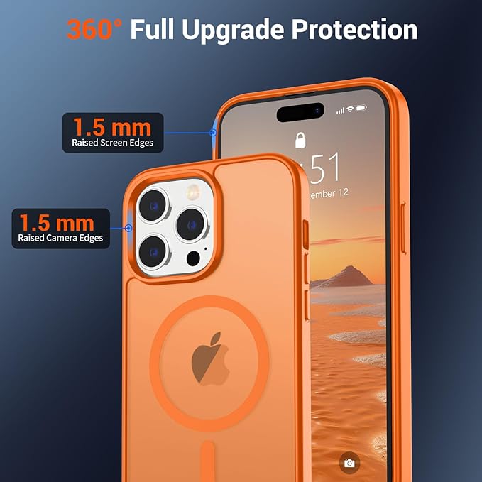 SUPFINE Magnetic for iPhone 14 Pro Case (Compatible with MagSafe) (Military Grade Drop Protection) Translucent Matte Shockproof Phone Cover,Starry Orange