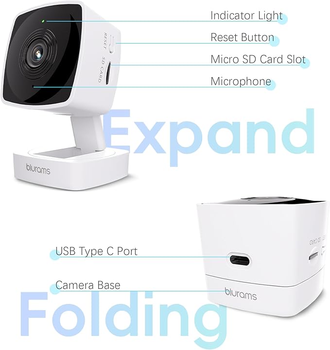 blurams Cameras for Home Security 5GHz, 2K Indoor Camera, Pet Camera with Phone App, AI Motion Detection, 2-Way Audio, Compatible with Alexa&Google Assistant, 4-Pack