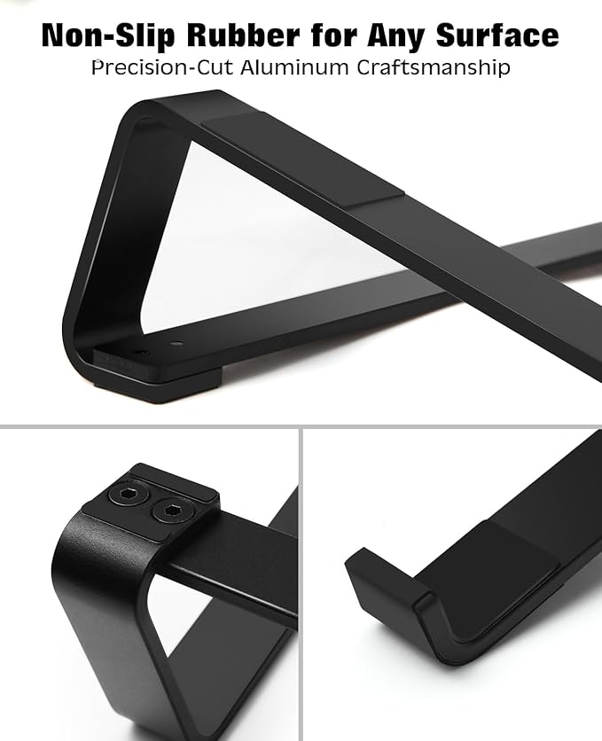 Thibault Aluminum Laptop Stand for Desk - Cooling Ergonomic Design - Fits MacBook Air Pro/DELL/HP/Lenovo/ThinkPad/Alienware - 13/14/15.6/16 -Easy Assembly- Ventilated Laptop Stand for Optimal Airflow