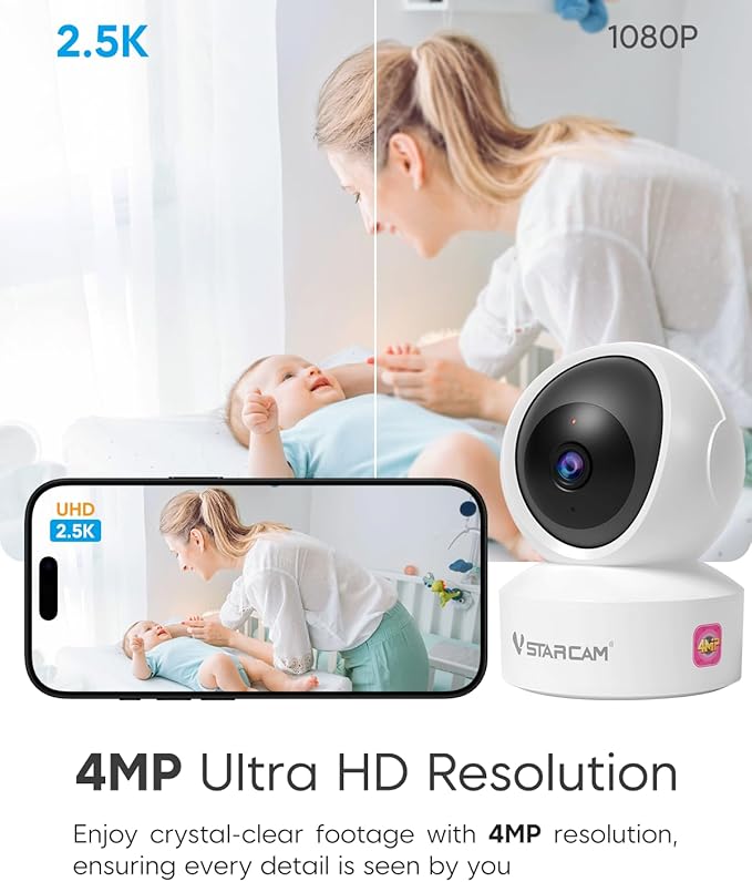 VSTARCAM 5G Indoor Camera Wireless, 2.5K QHD with 5X Zomm, Dual-Band WiFi, 360° Pan-Tilt, Color Night Vision, Motion Detection, Real-time Alerts, 2-Way Audio, Cloud & SD Card Storage(up to 256GB)