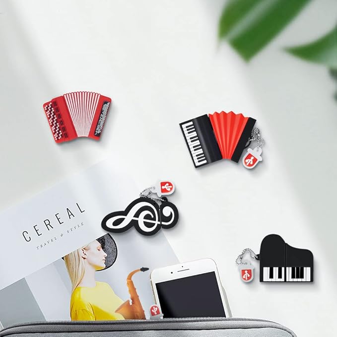 5 x 8GB Cute Music USB Flash Drive, Accordion*2/Saxophone/Piano/Notes Shape Musical Instruments Thumb Drive Memory Stick Drive Pendrive Gift for Kids, Teacher, Friends