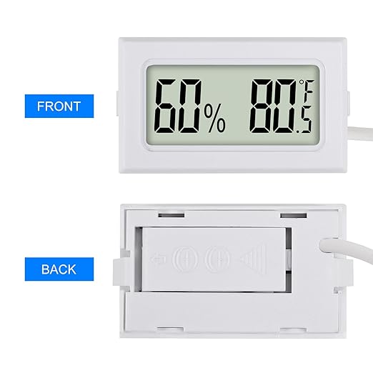 3Pcs Mini Digital Thermometer Hygrometer with Probe Electronic Temperature Humidity Gauge Meters Indoor LCD Display Fahrenheit for Humidors,Greenhouse,Garden,Incubator Reptile Terrarium
