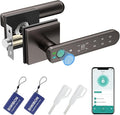 BIWIBON Fingerprint Door Lock, 5 in 1 Finger Print Door Knob with Smart APP/Fingerprint/IC Cards/Password/Backup Keys, Smart Door Knob with Keypad for Bedroom, Office, Apartment, Starry Grey