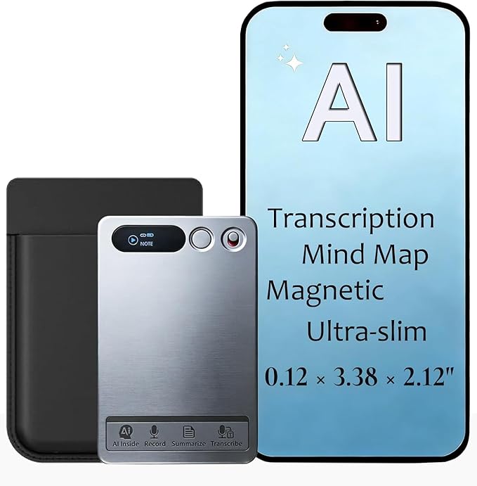 AI Voice Recorder with Transcription and Mind Map, AI Recorder and Transcriber, APP Control, AI Note Taker Recording Device for Lectures,Meetings,Calls, Long Battery, Gray