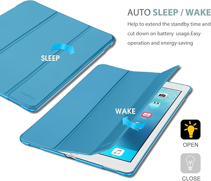 ProCase Smart Case for iPad Pro 12.9 Inch 1st and 2nd Generation (2015 and 2017 Model), Stand Cover Support Auto Sleep/Wake -Lightblue