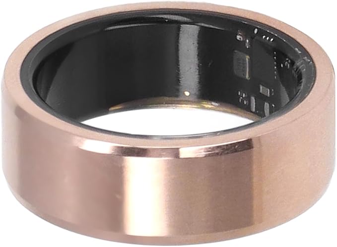 ciciglow Smart Ring, Smart Ring Health Tracker Sleep Monitoring Step Counter, IP68 Waterproof Intelligent Wearable Device, Gold Sports Ring with Chariging Cable