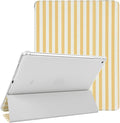 Lovmooful Compatible for iPad 5/6 (9.7-Inch,2018/2017 Model,6th/5th Generation) Case with Pencil Holder Cute Striped with Aesthetic Design Soft TPU Trifold Stand Protective-Yellow
