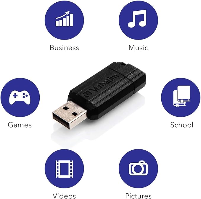 Verbatim 8GB Pinstripe USB 2.0 Flash Drive Retractable Thumb Drive - Black