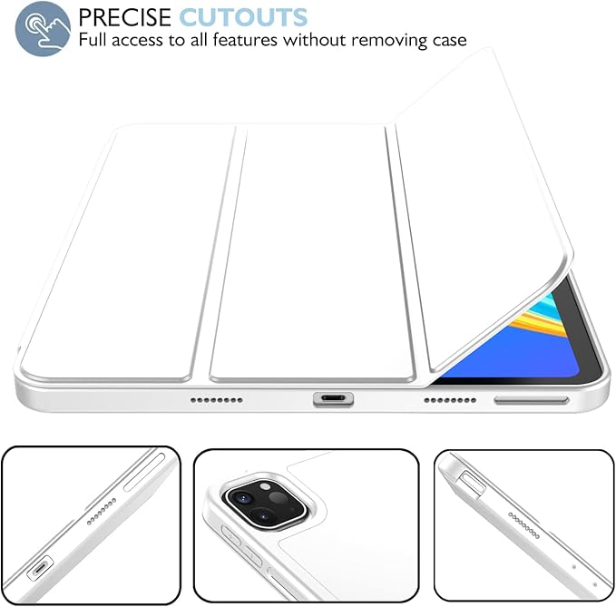 iMieet iPad Pro 13 Inch Case (M5/M4) 2025/2024 with Pencil Holder, Trifold Stand Smart Case with Soft TPU Back, Auto Wake/Sleep (White)