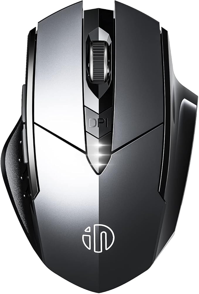 INPHIC Wireless Mouse Rechargeable, Battery Level Visible, Silent 2.4G Cordless Mouse for Laptop, 2400DPI