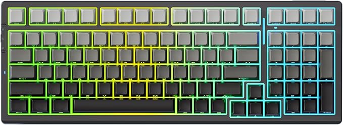 MCHOSE G98 PRO Wireless Mechanical Keyboard, Tri-Mode Connection Gaming Keyboard, Hot Swappable Custom Gasket Structure Pre-lubed Linear Switches Double Shot PBT Keycaps RGB LED Backlit Gradient Black