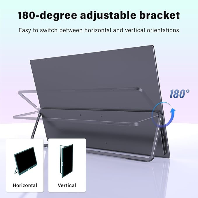 InnoView 4K Portable Monitor 18.5" 3840x2160 UHD USB-C HDMI for Laptop, 400 nits IPS Computer Gaming Display HDR Travel Monitor with W/180°Adjustable Stand for Desktop Mac Phones Tablet PS5/4 Switch