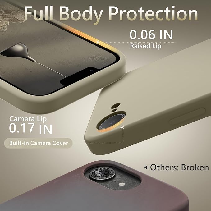 FireNova Magnetic for iPhone 17e Case/iPhone 16e Case, Compatible with MagSafe, [Silicone Camera Protection] Microfiber Lining Phone Case, 6.1", Khaki