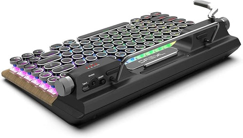 7KEYS Retro Typewriter Mechanical Gaming Keyboard, Vintage Style Computer Keyboard with Wireless Bluetooth5.0/Wired/2.4G, True RGB Backlight, Compatible with PC/Laptop/Tablet/Phone
