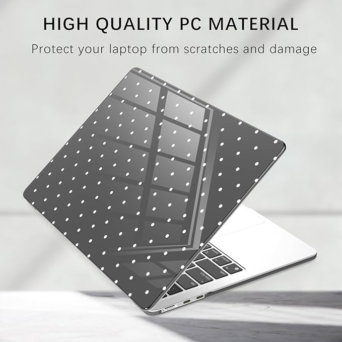 Compatible with MacBook Pro 16 inch Case M5 M4 M3 M2 M1 Pro/Max 2026-2021 A3429 A3428 A3403 A3186 A2991 A2780 A2485, Cute White Polka Dot Protective Hard Shell Clear Black Cover