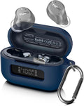 for TOZ0 NC9(2024) Case Cover, Silicone Protective Battery Display Visible Design Cover ONLY for TOZO NC9 Hybrid Active Noise Cancelling Wireless Earbuds 2024 Version with Carabiner-Blue