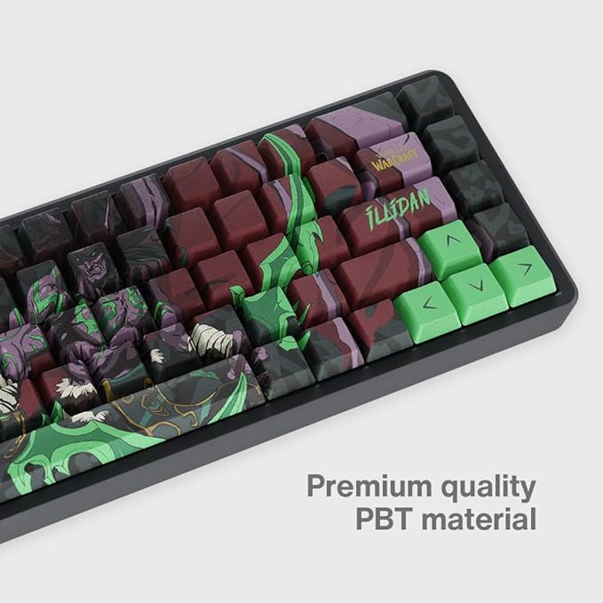 World Of Warcraft Illidan Stormrage Full Art keycap set PBT Dye Sub Keycaps for Mechanical Gaming Keyboards, Cherry MX Switches, Custom Side Print, ANSI ISO Support, US Layout - Officially Licensed