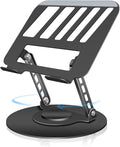 Compatible 360° Rotating Adjustable Laptop Stand, Fully Foldable Dual Rotary Shaft Laptop Riser Portable Standing Desk, Fits MacBook & All 10-15 Inch Laptops - Black