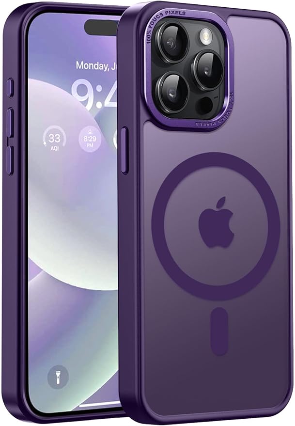 Newfuture Magnetic for iPhone 15 Pro Case [Compatible with Magsafe] [Military Grade Drop Protection] Translucent Matte Anti-Fingerprint Shockproof Phone Case for iPhone 15 Pro 6.1 inch, Deep Purple