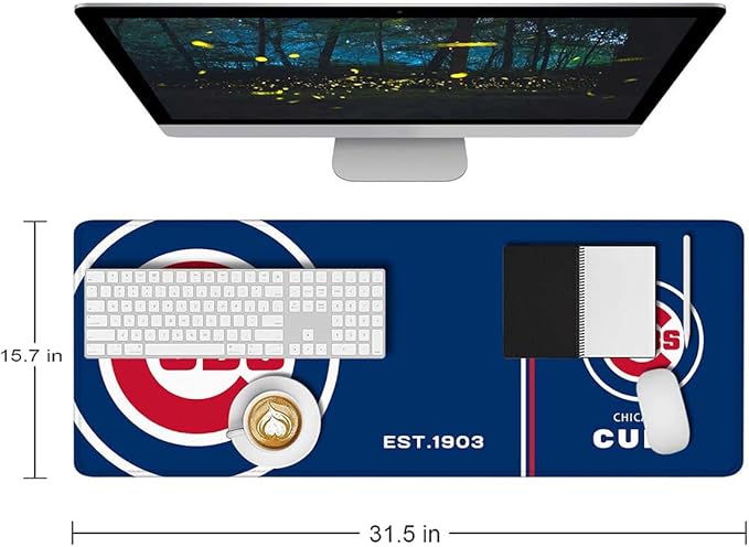 Baseball Mouse Pad Extended Large Gaming Desk Pad 31.5 x 11.8 Inch, XL Mousepad Topographic Mouse Pad with Anti-Slip Rubber Base for Chicago Home Office