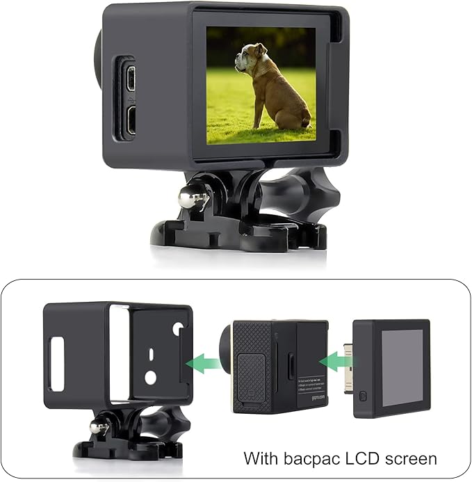GEPULY BacPac Frame Mount Housing Case for GoPro Hero4, Hero3+, Hero 3 with LCD BacPac and Battery Extension Accessories
