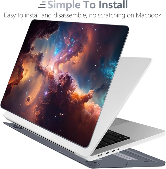 Batianda for MacBook Pro 14 Inch Case 2026-2021 Release M5 M4 M3 M2 M1 Pro/Max, 1.2mm Slim Graphic Hard Shell Cover with Keyboard Cover, Screen Protector 4-in-1 Bundle, Nebula
