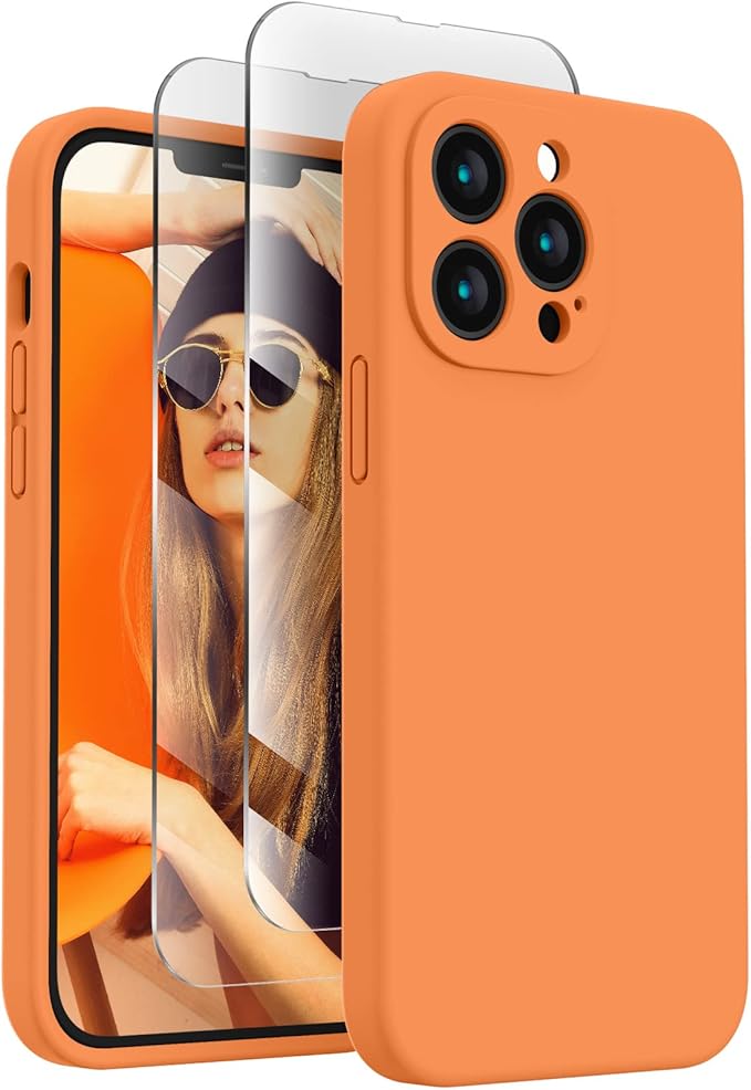 FireNova Designed for iPhone 13 Pro Max Case, Silicone [Camera Protection] Phone Case, Soft Anti-Scratch Microfiber Lining Inside, 6.7 inch, Kumquat