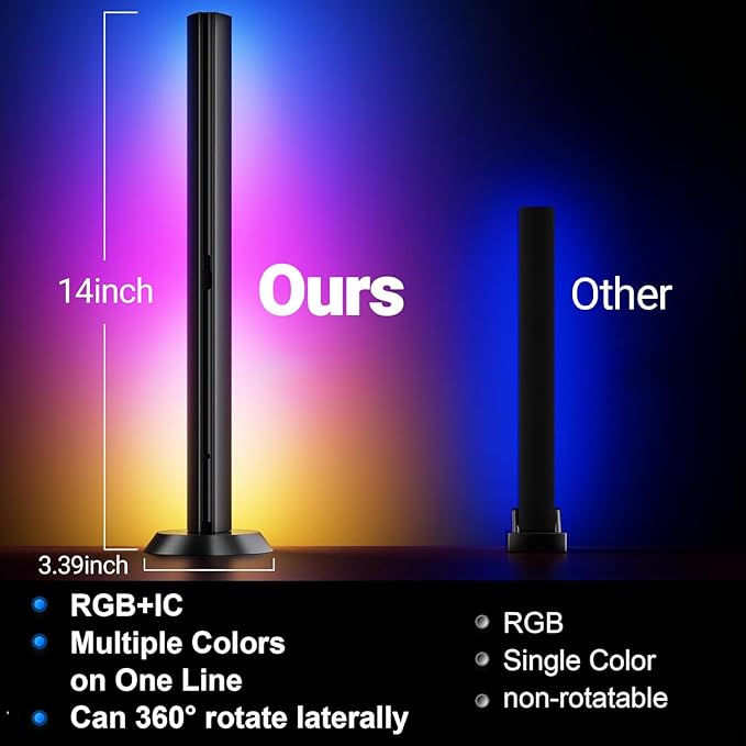 DAYBETTER Smart LED Light Bars, RGB Light Bar, 14 Inches TV Backlights with Scene and Music Modes, Smart Light Bars with Multiple Placement Options, Mood Lighting, PC Gaming Light Bar for Room Decor