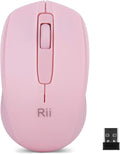 Rii Wireless Mouse,2.4G Portable Computer Mice for PC, Laptop, Windows,Office Included Wireless USB dongle (Pink)
