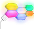 Feit Electric Smart LED Hexagon Tile Lights, 7" Ea, Linkable, RGBW Color Chasing, 2.4GHZ WiFi Enabled, Compatible with Alexa and Google Home Asst, Music Sync, Remote App, 6 Pack - HEX/CHASE/AG/6KIT