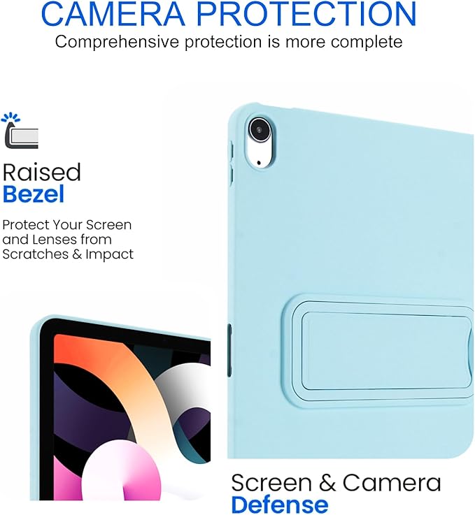 for iPad Air 11-inch M4/M3/M2 (2026/2025/2024) Case, Shockproof Protective Back Cover with Kickstand Slim Shell for Women Men, Lightblue