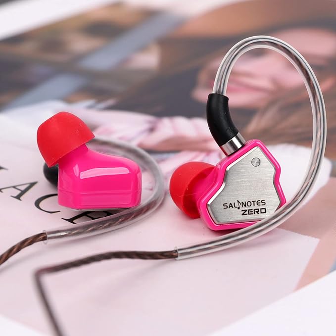 Linsoul 7Hz Salnotes Zero HiFi 10mm Dynamic Driver in-Ear Earphone IEM with Metal Composite Diaphragm Stainless Steel Faceplate Detachable 2Pin OFC Cable (Rose, Without Mic)