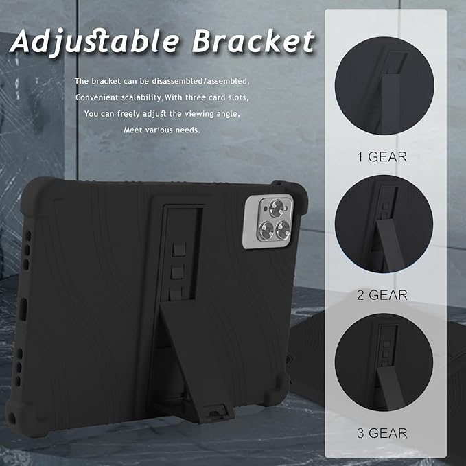 ATOOZ for ROWT 10.1 inch Tablet Case,Soft Silicone Case for ROWT A10/SVITOO Tab 10/Aiprotablet C20e/ZONKO D115/MB1001 10.1 inch Tablet with Stand (Black)