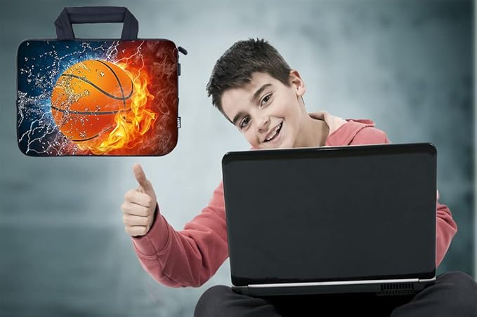 AMARY 11.6" 12 inch Laptop case Neoprene Notebook Carrying Pouch Chromebook Sleeve Ultrabook Case Tablet Cover Fit Apple MacBook Air HP DELL Lenovo Asus Samsung (Hot Basketball)