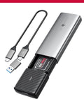 NVME Enclosure, SETMSPACE Tool-Free M.2 Enclosure with 2-in-1 USB C Adapter, External Reader for 2280 2260 2242 2230 NVME SATA SSD of M Key or B+M Key, Gray Aluminium Alloy M2 Case Come with Heatsink