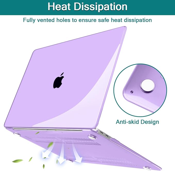 Teryeefi Compatible with MacBook Pro 13 inch Case 22016-2022 Release Model A2338 M1 M2A2251 A2289 A2159 A1989 A1706, Plastic Hard Shell with Keyboard Cover, Crystal Purple