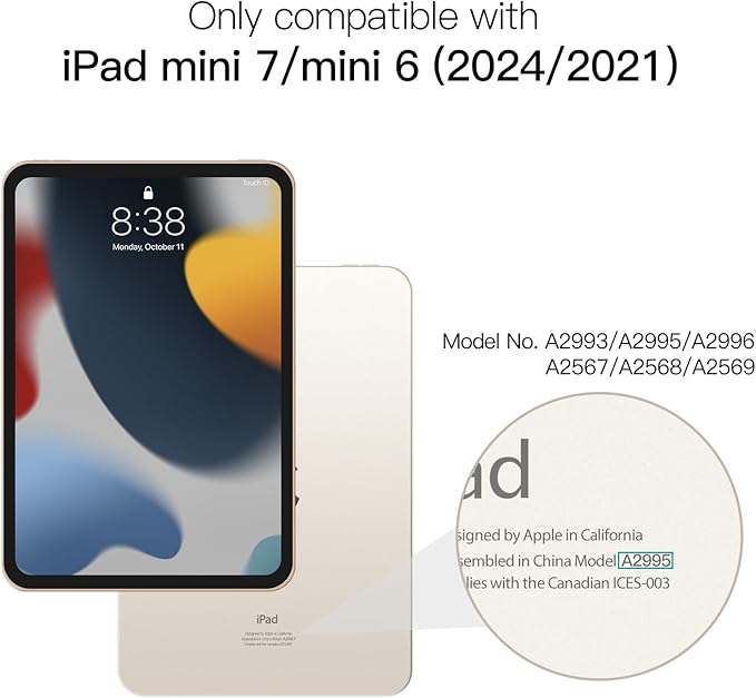 Antbox Case for iPad mini 7 A17 Pro, iPad mini 7th/6th Generation Case (2024/2021) with Pencil Holder Vegan Leather Smart Cover with Auto Sleep/Wake Stand Function