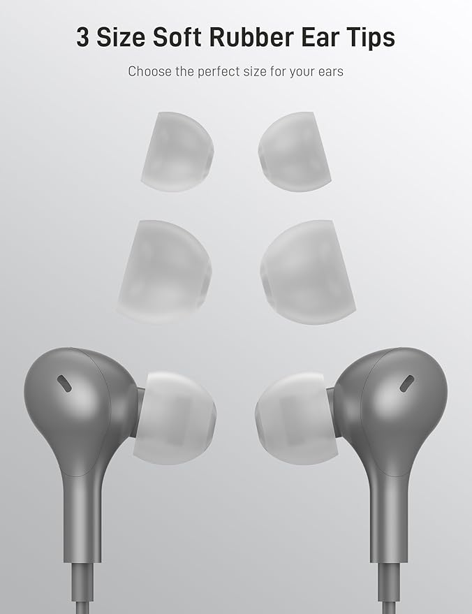 iMangoo for Apple USB C Wired Headphones, Hi-Fi Sound Corded Earbuds, Ergonomic Small in Ear Buds for iPhone 17 Pro Max/17e/16 Plus/16e/15, for Samsung S26/S25 Ultra/for Pixel Type C Earphones Grey